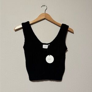 NWT NIA Black Fuzzy Women's Crop Top
